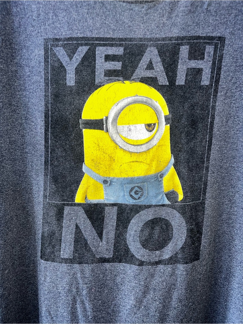 Universal Gray Short Sleeve Tee with Yellow Minion Graphic